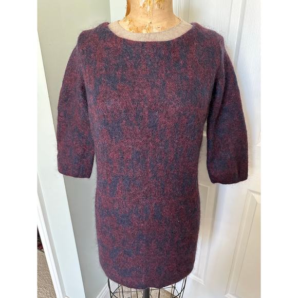 COS Knitted Mohair-Wool Blend Sweater Dress - XS dark burgundy black fuzzy tunic - Picture 13 of 14